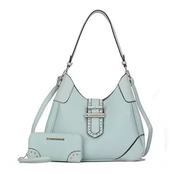 Женская сумка через плечо Juliette из веганской кожи MKF Collection с подходящим кошельком от Mia K, 2 предмета, цвет Seafoam