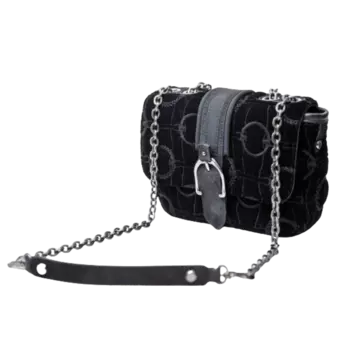 Женская сумка через плечо Longchamp Amazone черного цвета из велюра 10022674001