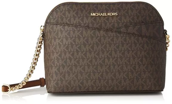 Женская сумка через плечо Michael Kors Jet Set Travel MK Signature Dome, цвет Brown Mk/Gold
