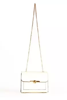 Женская сумка через плечо миди на цепочке с передним карманом (20613) Luwwe Bags, белый