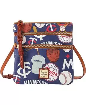 Женская сумка через плечо Minnesota Twins Game Day с тройной молнией Dooney & Bourke, синий