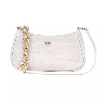 Женская сумка через плечо Mq, Белый (с жемчужной цепочкой)