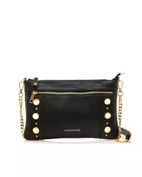 Женская сумка через плечо под кожу с золотыми деталями Mariamare, черный