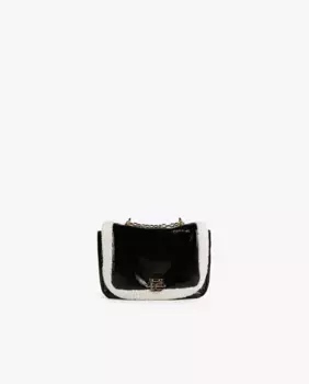 Женская сумка через плечо с деталями из овчины и блестящим эффектом Lola Casademunt, черный