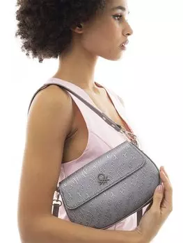 Женская сумка через плечо с кожаным принтом BENETTON, темно-серый