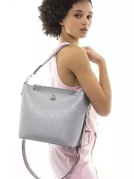 Женская сумка через плечо с кожаным принтом BENETTON, темно-серый