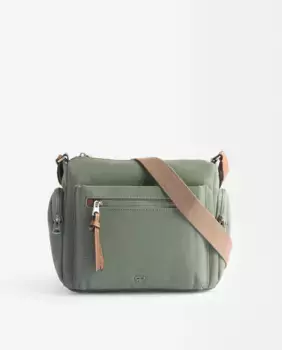 Женская сумка через плечо с несколькими карманами и отделениями на молнии, однотонная Parfois, зеленый