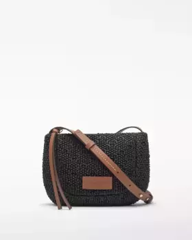 Женская сумка через плечо с текстурой из рафии и застежкой-молнией Adolfo Dominguez, черный