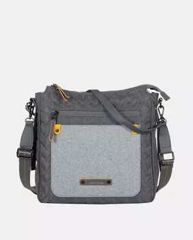 Женская сумка через плечо с тканевой передней частью свинцового цвета Ventis, серый