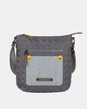 Женская сумка через плечо с тканевой передней частью свинцового цвета Ventis, серый