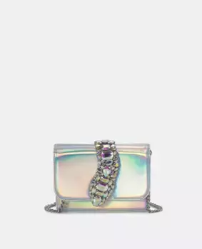 Женская сумка через плечо со змеей из стразов Alma en Pena, серебрянный