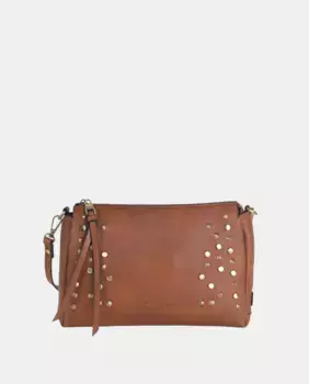 Женская сумка через плечо светло-коричневого цвета с заклепками Kbas, коричневый