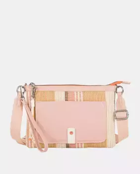 Женская сумка через плечо телесного цвета из рафии и полиуретана Ventis