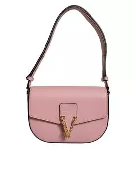 Женская сумка через плечо Versace Grainy Calf Leather с логотипом, розовый