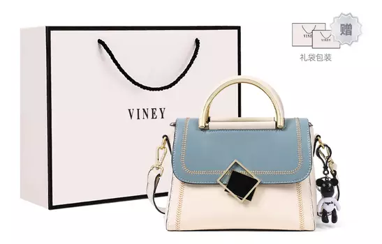 Женская сумка через плечо Viney, Синий орфография белый