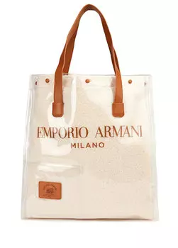 Женская сумка для покупок с коричневым логотипом Emporio Armani