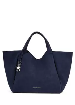 Женская сумка для покупок с темно-синим логотипом Emporio Armani