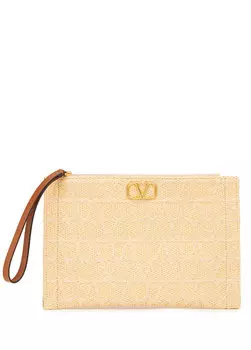 Женская сумка для рук с бежевым логотипом Valentino Garavani