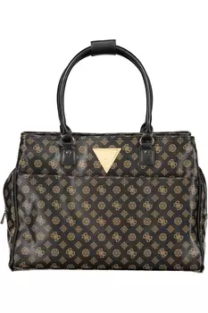 Женская сумка Guess Jeans с двумя ручками и фирменным принтом, коричневый