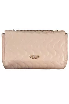 Женская сумка Guess Jeans стеганая с золотым логотипом, розовый