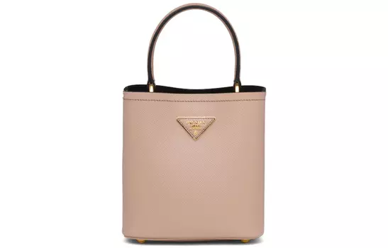 Женская сумка на одно плечо Panier из коровьей кожи, абрикосового цвета PRADA