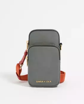 Женская сумка на плечо Bimba y Lola mini из нейлона и воловьей кожи с темно-серой застежкой-молнией, серый