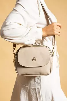 Женская сумка на плечо с регулируемым ремнем, 3 отделениями на молнии и передней крышкой BAG5013-23 Pembe Potin, бежевый