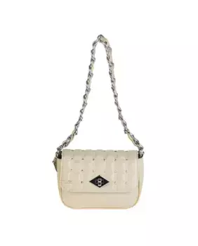 Женская сумка на плечо Volum из полиуретана с мягкой застежкой на клапан и металлом среднего размера, бежевый