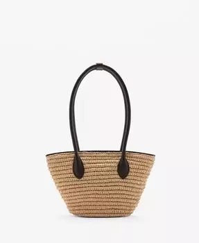 Женская сумка-переноска из натурального волокна MANGO, коричневый