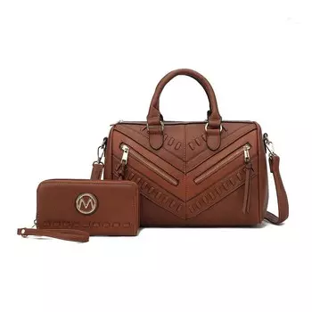 Женская сумка-портфель с кошельком из веганской кожи Mkf Collection Lara от Mia K — 2 шт. MKF Collection, коричневый