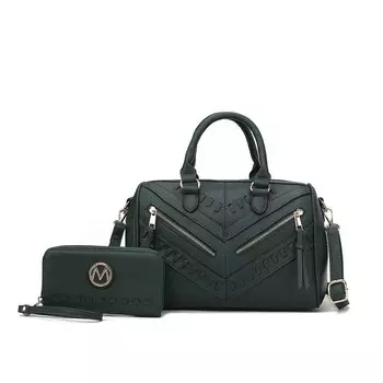 Женская сумка-портфель с кошельком из веганской кожи Mkf Collection Lara от Mia K — 2 шт. MKF Collection, цвет Olive