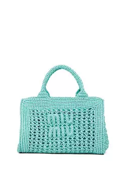 Женская сумка с бирюзовым логотипом Miu Miu