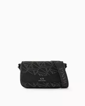 Женская сумка с крышкой и персонализированным ремнем через плечо Armani Exchange, черный