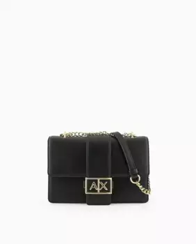 Женская сумка с крышкой и золотой пряжкой Armani Exchange, черный