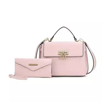 Женская сумка-саквояж из веганской кожи Mkf Collection с кошельком на ремешке от Mia K — 2 предмета MKF Collection, розовый