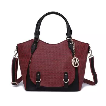 Женская сумка-саквояж из веганской кожи Talula Signature с принтом Mkf Collection от Mia K MKF Collection, цвет Burgundy