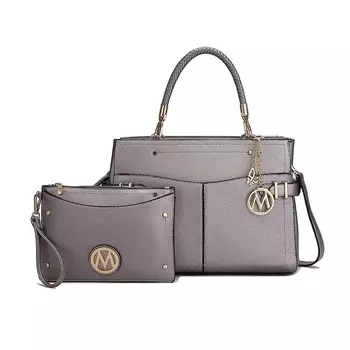 Женская сумка-саквояж Tenna из веганской кожи MKF Collection с ремешком от Mia K, цвет Pewter