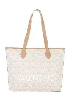 Женская сумка-шопер на молнии с логотипом Valentino by Mario Valentino, цвет Ecru Multi