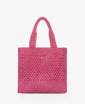 Женская сумка-шоппер из натурального волокна MANGO, розовый