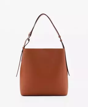 Женская сумка-шоппер с короткой ручкой MANGO, коричневый