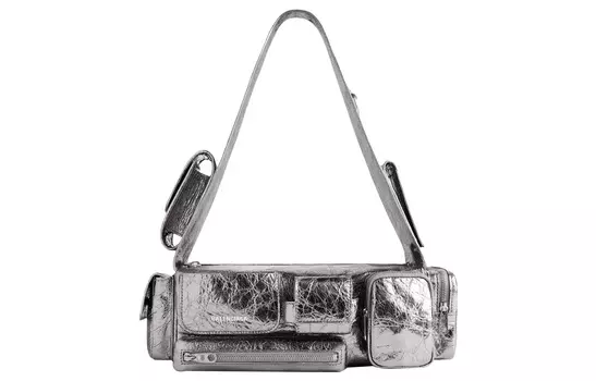 Женская сумка-слинг Superbusy Xs, серебристая Balenciaga