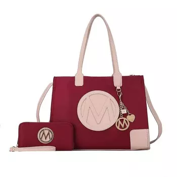 Женская сумка-тоут и кошелек Louise из веганской кожи MKF Collection от Mia k, 2 предмета, цвет Wine Blush