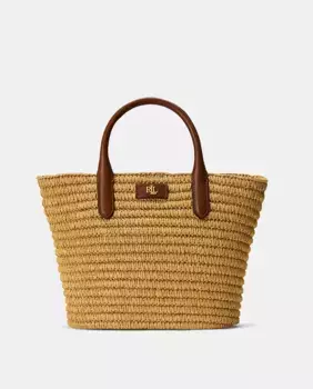 Женская сумка-тоут из рафии среднего размера Lauren Ralph Lauren, натуральный