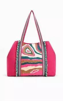 Женская сумка-тоут с декором Rock N Roll розового цвета AMERICA & BEYOND