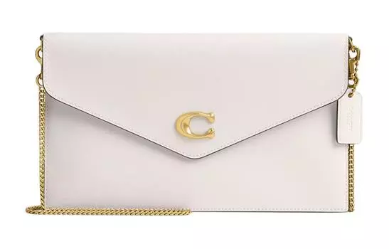 Женская сумка-туба из телячьей кожи на одно плечо цвета латуни и мела COACH