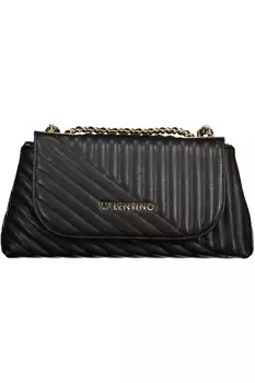 Женская сумка Valentino Bags стеганая с золотым логотипом, черный