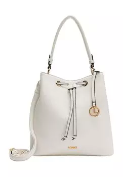 Женская сумка-ведро из искусственной кожи с подвеской L.CREDI, белый