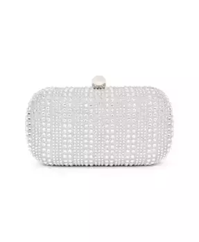 Женская сумочка-клатч Arya Crystal Micro Glitter Minaudiere Jewel Badgley Mischka, серебряный