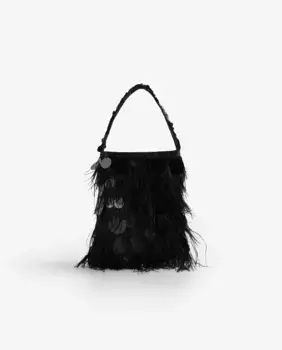 Женская сумочка с перьями и пайетками Scalpers, черный