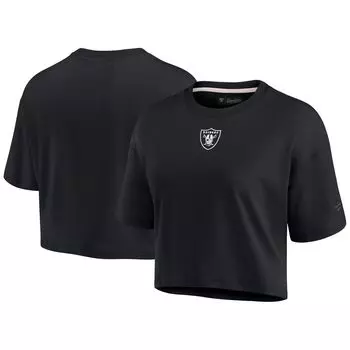 Женская супермягкая укороченная футболка с короткими рукавами Fanatics Signature Black Las Vegas Raiders